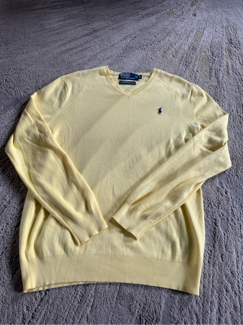 Polo Ralph Lauren v neck yellow sweater Pima cotton medium